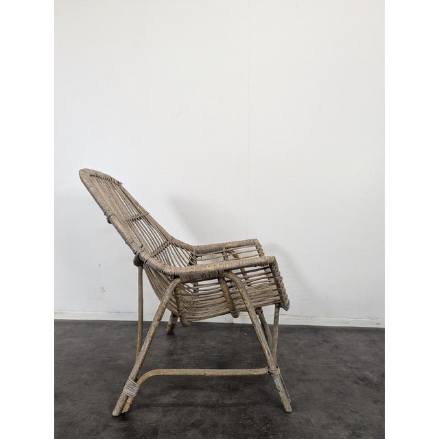 Wicker and Bamboo Lounge Chair by Georges Coslin For Sale - Image 3 of 6