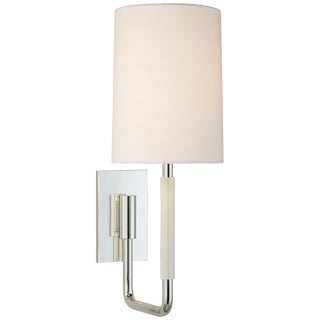 Barbara Barry for Visual Comfort Signature Clout Small Sconce in Soft Silver with Linen Shade For Sale