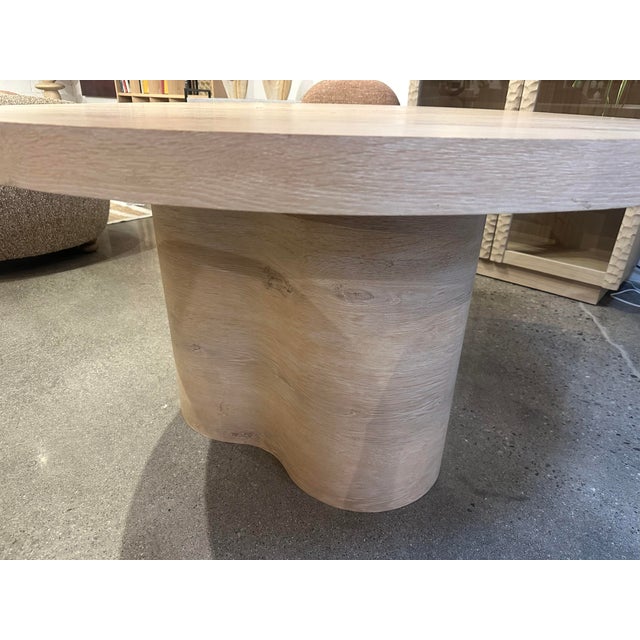 Wave Pedestal Round Dining Table For Sale - Image 9 of 9