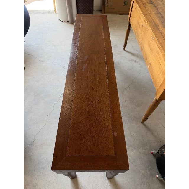 1980s Century Furniture Faux Bamboo Console / Sofa Table With Two Drawers For Sale - Image 9 of 17