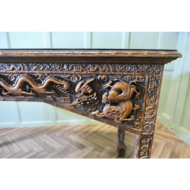 Long Chinoiserie Carved Console Table For Sale - Image 10 of 11