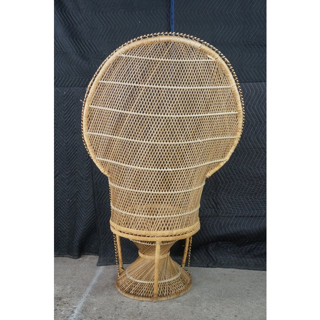 Mid-Century Modern Bamboo & Rattan Peacock Throne Accent Chair Boho Chic MCM For Sale - Image 15 of 18
