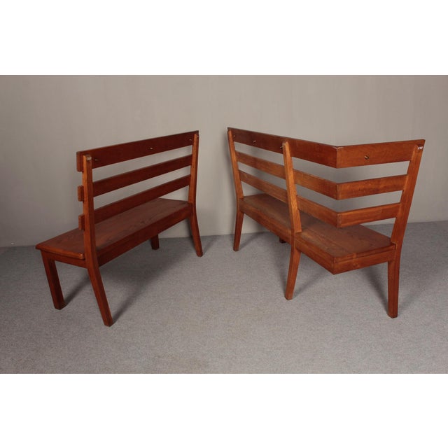 Alpine Corner Bench in Oak with Christian Symbolism, 1930s, Set of 2 For Sale - Image 9 of 18