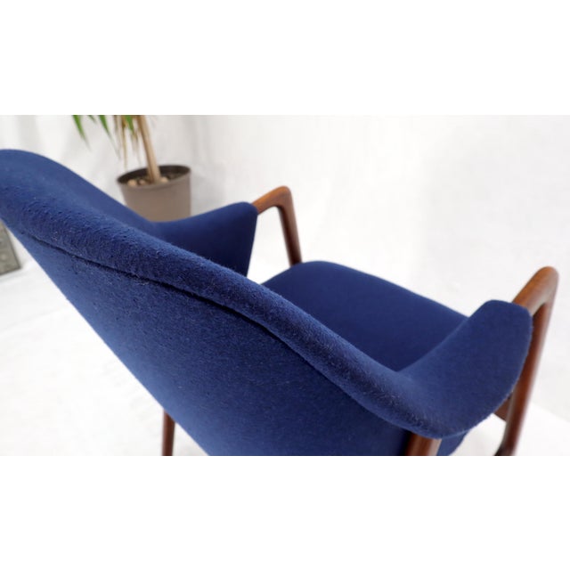 Wood New Blue Wool Upholstery Teak Frames Danish Mid-Century Modern Lounge Chairs For Sale - Image 7 of 15