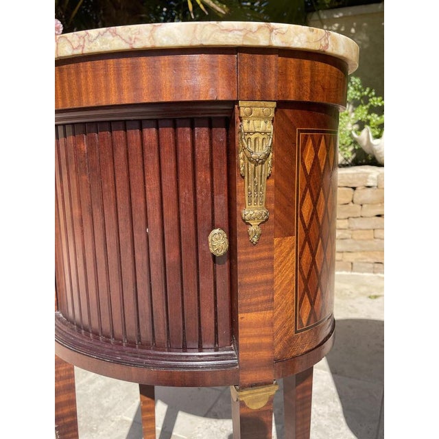 Wood Louis XVI Style Tambour Bedside Tables, Set of 2 For Sale - Image 7 of 13