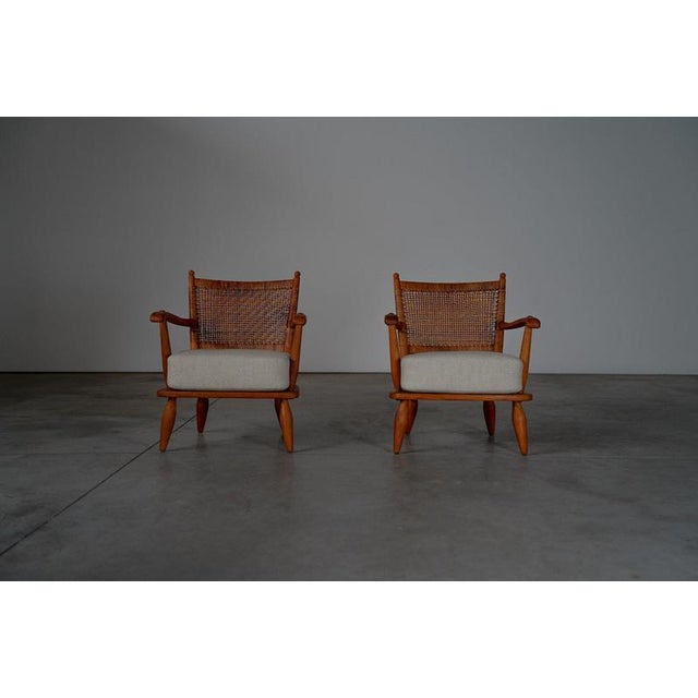 Lounge Chairs with Rattan Backrest, France, 1950s, Set of 2 For Sale - Image 4 of 18