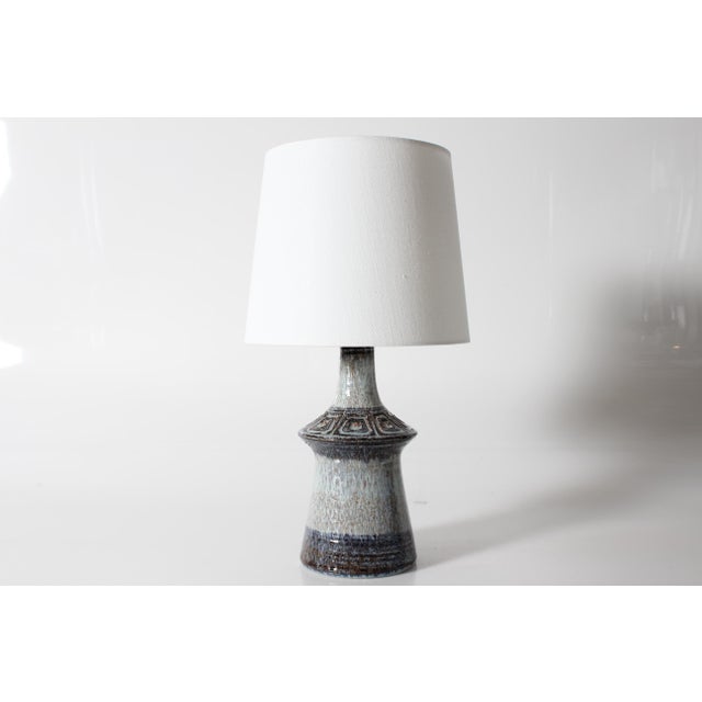 Mid-Century Modern Danish Table Lamp with Blue, Purple and Gray Glaze by Jette Hillerøe for Axella, 1970s For Sale - Image 3 of 13