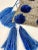 Mexican Blue and Gray Wool Pompom Chamula Shawl Blanket For Sale - Image 9 of 10