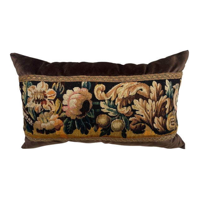 Large Pillow Upholstered With Authentic 18th-Century Tapestry For Sale