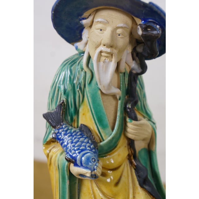 5 Chinese Shiwan Ceramic Polychrome Mudmen Figurines Statues 10" For Sale - Image 13 of 18