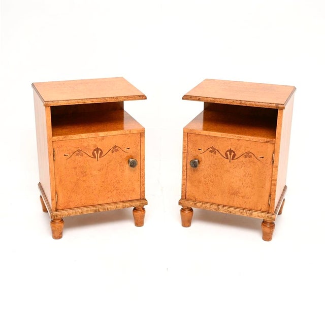 Swedish Art Deco Bedside Cabinets in Satin Birch, 1930, Set of 2 For Sale - Image 11 of 11