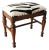 Petite Hand Turned Bench/ Genuine Hide Zebra Upholstery For Sale