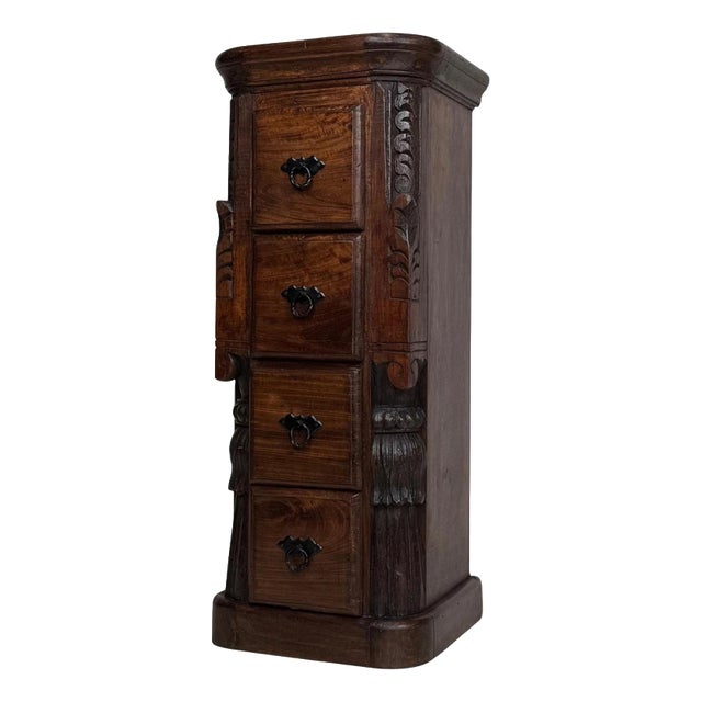 Antique Indian Carved Rosewood Chest of Drawers, 1900s For Sale