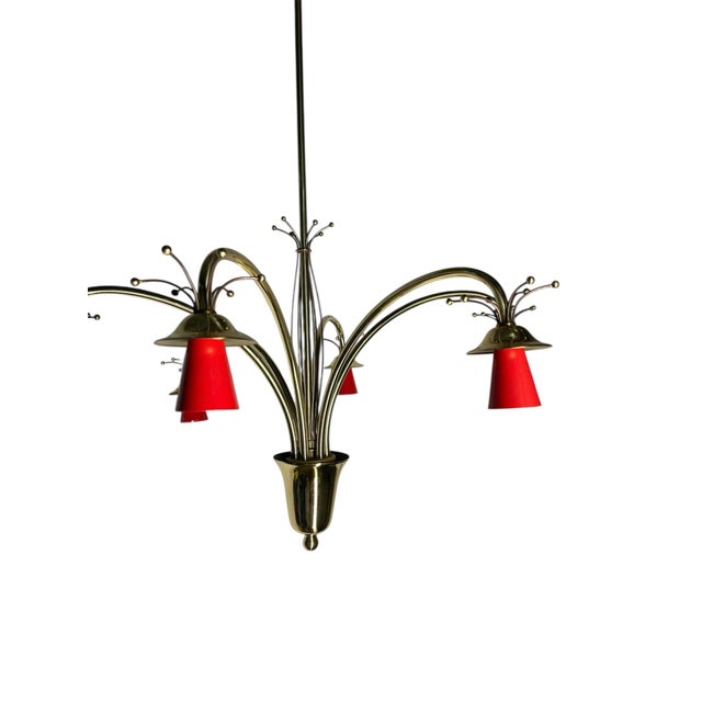 Brass Vintage Attributed to Stilnovo Chandelier For Sale - Image 8 of 8