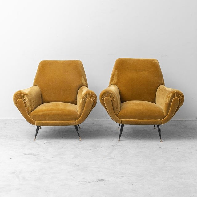 1950s Velvet Armchairs by Gigi Radice, 1950s, Set of 2 For Sale - Image 5 of 11
