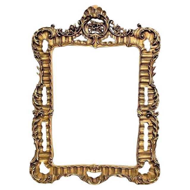 Mid-Century Modern Golden Decorated Wall Mirror, 1960s For Sale