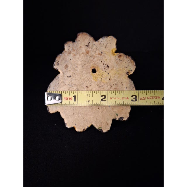 American Antique Hubley Cast Iron Pear Floral Door Knocker Original Polychrome Paint C1920 For Sale - Image 3 of 14