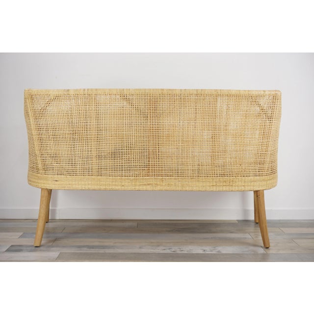 Wood Sofa in Woven Rattan and Teak Wood from Henri Paris For Sale - Image 7 of 13