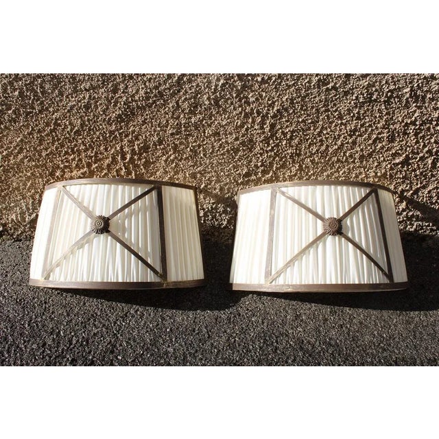 Wall Lamps in Brass & Silk, Italy, 1970s, Set of 2 For Sale - Image 10 of 10