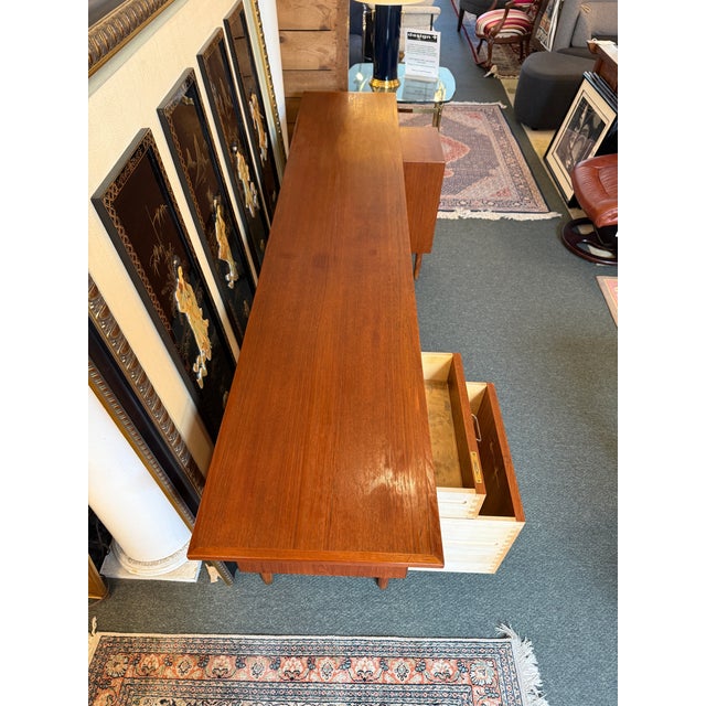 Mid 20th Century Teak Wood Office Desk With Cabinet For Sale In San Francisco - Image 6 of 18
