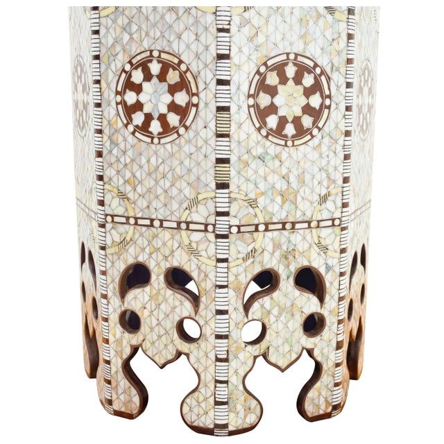 Vintage Moorish-Patterned Mother-Of-Pearl Inlaid Walnut Accent Table For Sale - Image 11 of 12