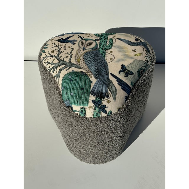 2020s Boucle Stool in Whimsical Owl Motif Design For Sale - Image 5 of 11