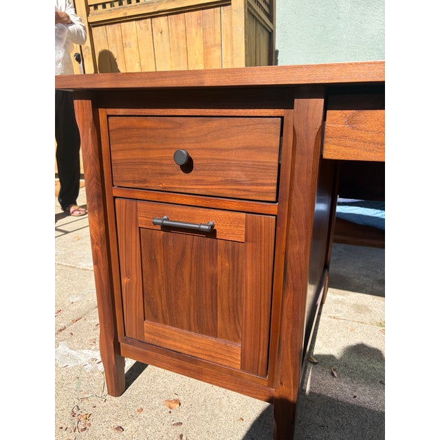 Mid-Century Modern Walnut Executive Desk For Sale - Image 3 of 5