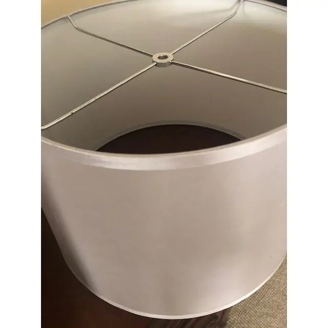 Pair of Silk Silver Grey Lamp Shades For Sale - Image 4 of 4