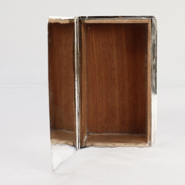 Antique Watrous Sterling Silver Hand-Hammered Figural Book Box With Wood Liner For Sale - Image 14 of 16
