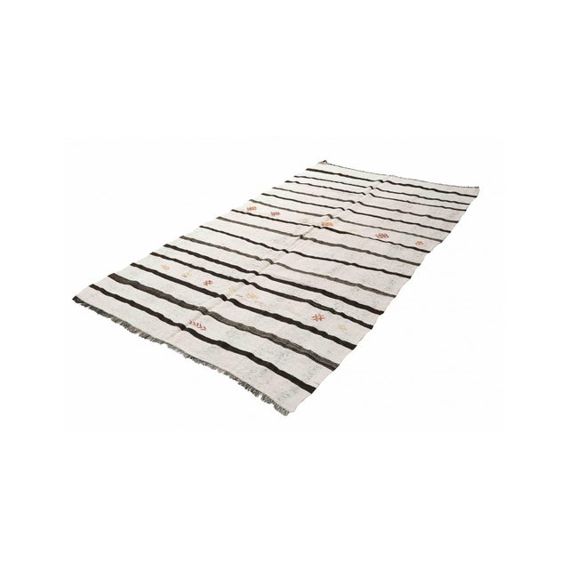 Mid-Century Modern Hemp Vintage Striped Kilim Rug - 6`0" X 9`4" For Sale - Image 3 of 6
