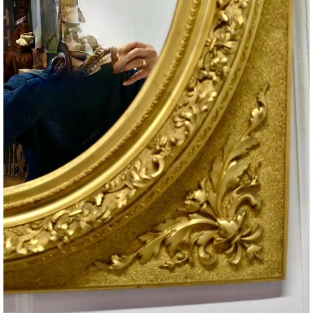 Large Gilt Oval Panel Mirror For Sale - Image 6 of 9
