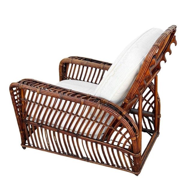 1980s Stick Reed Rattan Sofa & Chair Living Room Set W/ Overstuffed Cushions For Sale - Image 11 of 12