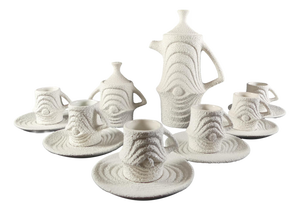 Op Art Mocha Set, 1970s, Set of 14