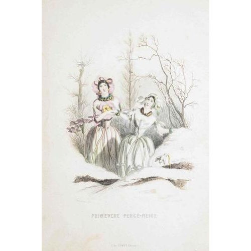 Lithograph on paper. Plate from the series "les fleurs animées". Single sheet with passepartout. "\.my strength has been...