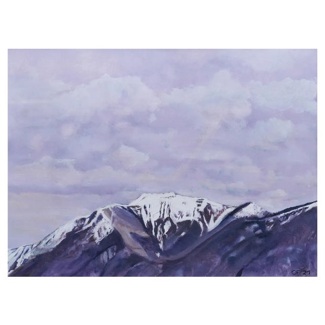 Olivier Furter, Red Mountain, 2021, Oil on Paper, Framed For Sale