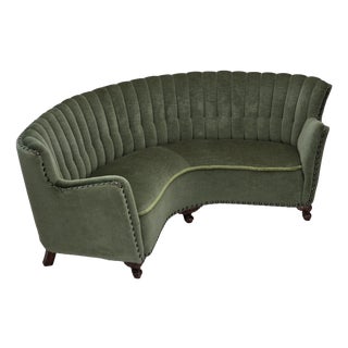 Danish Banan Three-Seater Corner Sofa with Velour Upholstery, 1950s For Sale