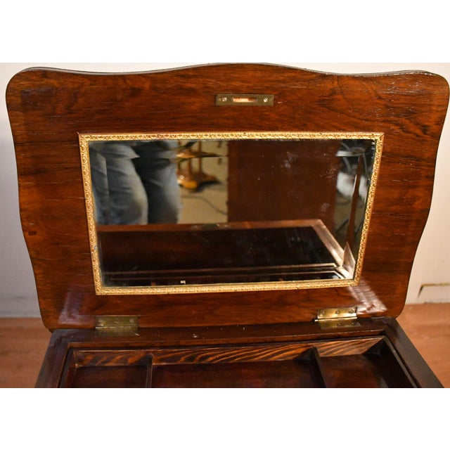 1890s Antique French Louis XV Rosewood Satin Wood Inlay Makeup Vanity Table Accent Table For Sale - Image 13 of 15