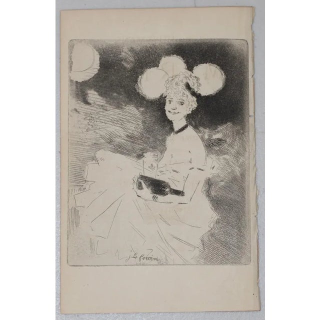 Jean-Louis Forain (1852-1931) "A Night Out" Original Etching c.1890s For Sale - Image 4 of 4