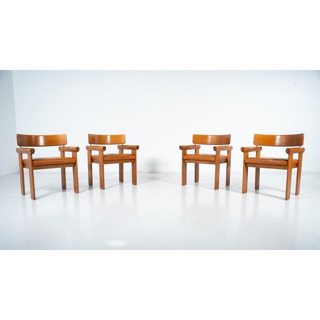 Architectural Armchairs in Cognac Leather, 1960s, Set of 4 For Sale - Image 15 of 16
