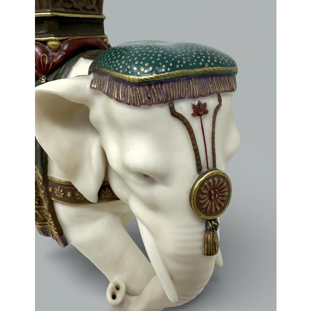 Late 19th Century Antique English Indian Elephant Flower Vase James Hadley Royal Worcester Tiffany For Sale - Image 5 of 9