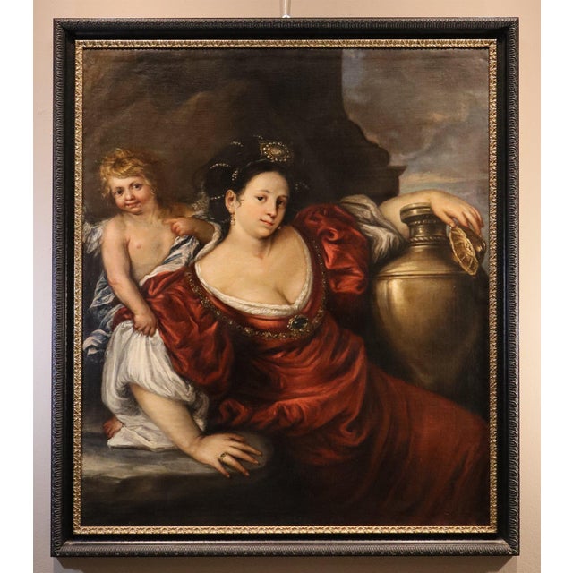Francesco cairo (milan 1607 - 1665) workshop of queen artemisia with a cupid oil on canvas 129 x 109 cm - framed 143 x 125...