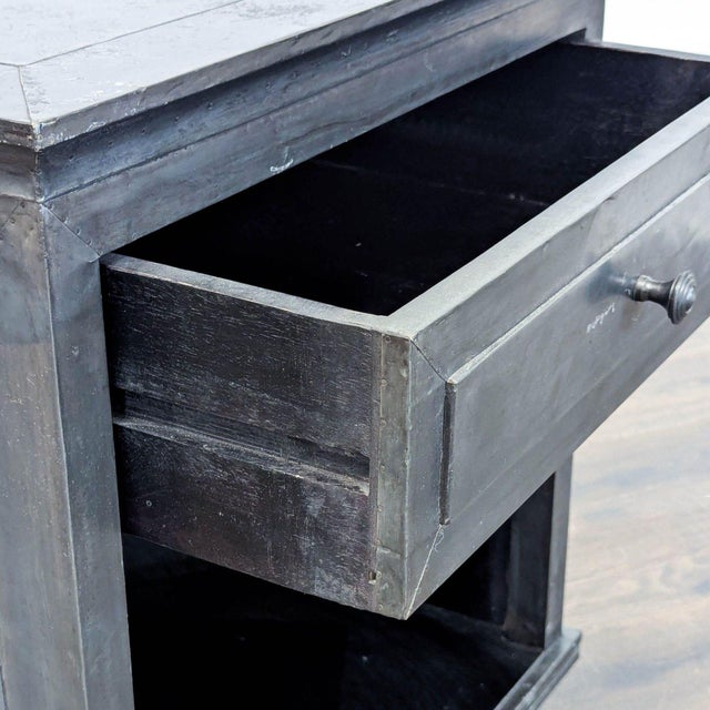 Brown Restoration Hardware One Drawer Nightstand With Shelf For Sale - Image 8 of 11