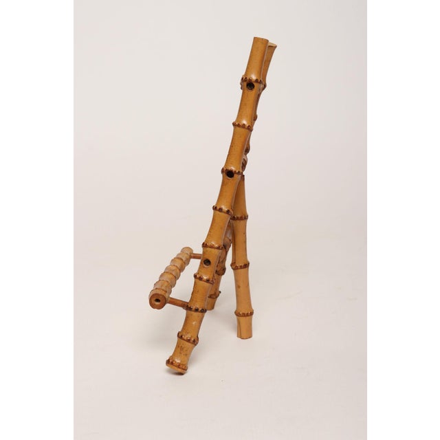 Vintage Diminutive Scorched Bamboo Tabletop Easel / Picture Display For Sale - Image 11 of 18