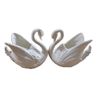 Vintage Ceramic Swan Centerpiece/Cachepot - A Pair For Sale