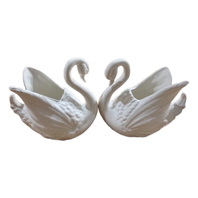 Vintage Ceramic Swan Centerpiece/Cachepot - A Pair For Sale