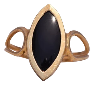 The Deale: Vintage Onyx Navette Ring in Yellow Gold