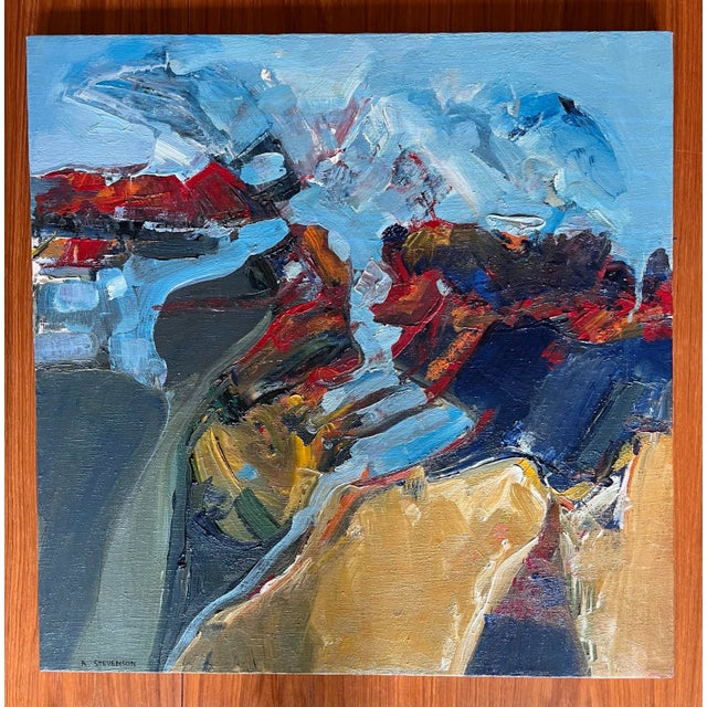 Modern Abrtract Oil and Gesso Painting on Canvas by Ann Stevenson For Sale - Image 9 of 9