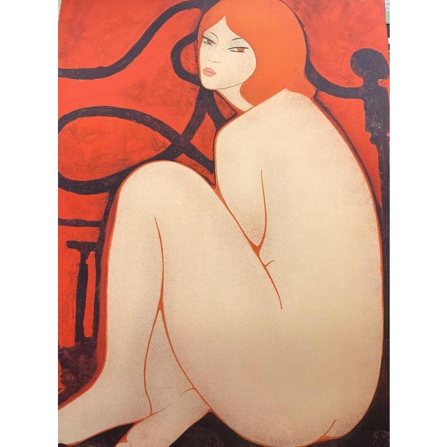 Alain Bonnefoit, Red, Nude, 1979, Signed Lithograph For Sale - Image 6 of 6
