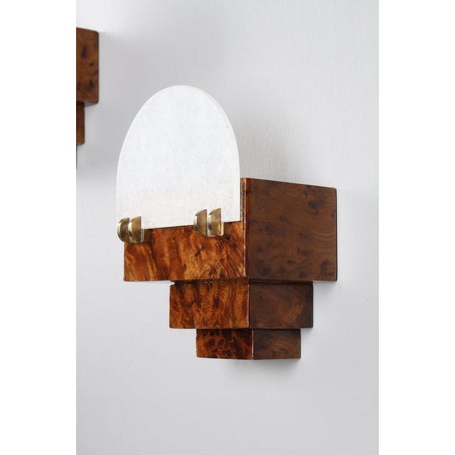 Wood Small Art Deco Wall Sconces, 1940s, Set of 4 For Sale - Image 7 of 13