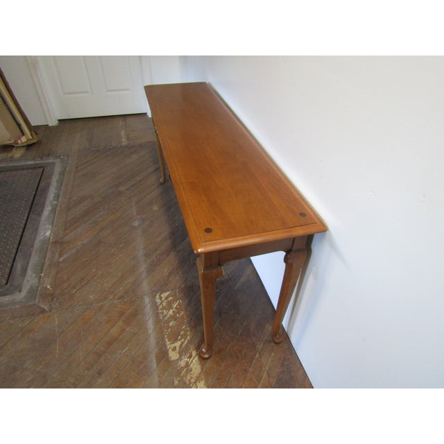 1980s Ethan Allen Solid Maple Console Table For Sale - Image 5 of 8
